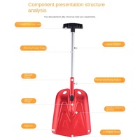 Pelle télescopique pliable en aluminium, fonction de brise-glace, bleu/or/rouge, équipement de survie pour le camping en plein air, pelle à neige multifonction