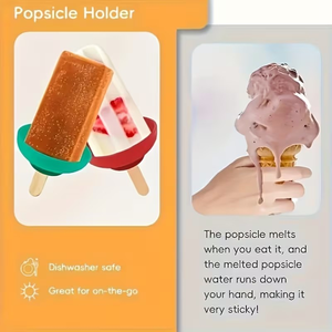 Support en silicone pour sucettes glacées, protège-gouttelettes pour crème glacée, qualité alimentaire, anti-goutte, sans BPA, réutilisable pour enfants et tout-petits - Product Image 4
