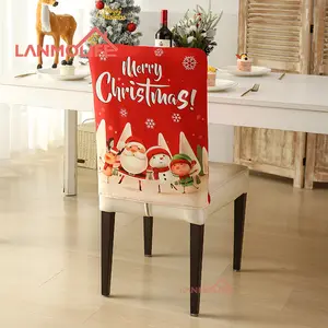 Decorações de Natal para festas americanas, capa de cadeira de Natal estampada, grande fornecimento de não tecido para decoração de cadeiras de casamento