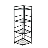Petit support de rangement d'angle à quatre couches Étagère de cuisine en fil métallique pliable et étroite