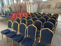Chaises de fête rembourrées bleues en gros-Dossier et siège rembourrés en tissu pour les banquets d'hôtel