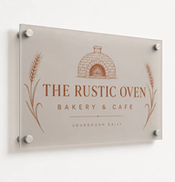 Signalétique personnalisée en acrylique pour boulangerie, support mural, impression UV sur acrylique blanc, vente en gros