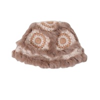 Gorro de punto cálido de invierno estilo nacional chino con diseño de danza del león étnico y piel de conejo esponjosa