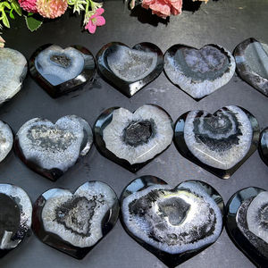 Хит продаж, Кристалл, черное сердце сардоникса, духовный камень, кварцевый Целительный Агат, плоский Друза, сердце для медитации, подарки - Product Image 4