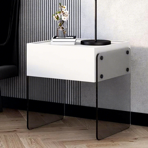 ตู้เก็บของข้างเตียงไม้สไตล์อิตาเลียนมินิมอลโมเดิร์นเรียบง่ายสร้างสรรค์อเนกประสงค์พร้อมกระจกและไฟ LED ประกอบสำเร็จ - Product Image 4