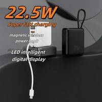 Banco de energía magnético inalámbrico de 10000mAh operable con una mano tipo C PD 22,5 W carga rápida fuerte succión magnética