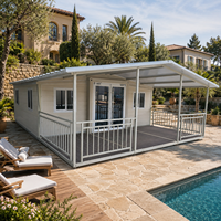 Maison extensible de luxe de 20 pieds, préfabriquée en Espagne, modulaire, avec salle de bain, cuisine, terrasse et pont au bord de la piscine