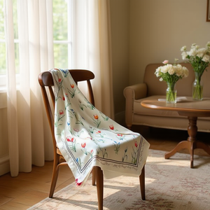 LongPang Tulip Print <b>Silk</b> <b>Scarf</b> 70x70Cm <b>Square</b> Elegant Floral Fashion Accessory For Women Lightweight Multi Functional - Product Image 2