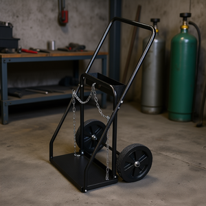 Dual <b>Welding</b> Cylinder <b>Cart</b> 10 Solid Wheels Oxygen Acetylene Tank Equipment Metal Frame 440 Lbs Capacity - Product Image 2