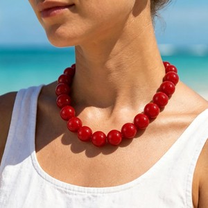 Collar Unisex con Cuentas Redondas <span class=keywords><strong>de</strong></span> Plástico en Forma <span class=keywords><strong>de</strong></span> Corazón Estilo Bohemio Europeo y Americano con Colgante <span class=keywords><strong>de</strong></span> Amor Desmontable - Product Image 3