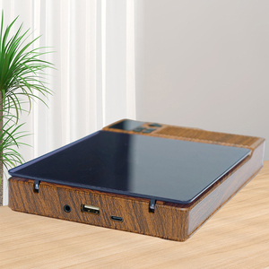 Lecteur CD en bois en forme de livre rétro, haut-parleur sans fil BT portable, lecteur audio de bureau vintage avec écran LCD pour la décoration de la maison - Product Image 4