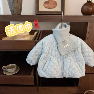 Child Star Circle Baby Cotton-padded Jacket Thickening Fleece Lining Windproof Girls Autumn Winter Outerwear - Product Image 1