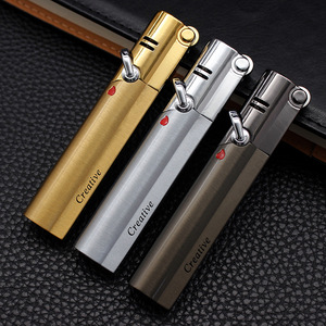 JD241A Modern Design Metal <strong>Lighter</strong> Long Strip Inflatable Windproof Direct Fire Lock for Business Gifts Men's Wholesale - Product Image 4