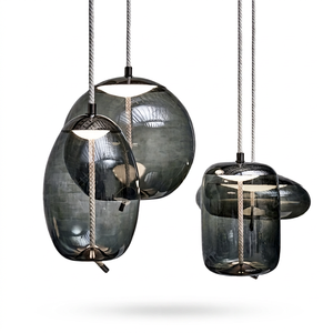 Lustre ovale en verre nordique, luminaires LED à intensité variable pour utilisation dans les restaurants - Product Image 1