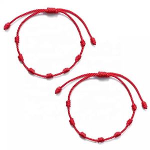<span class=keywords><strong>Pulsera</strong></span> de Hilo Rojo y Negro de <span class=keywords><strong>7</strong></span> <span class=keywords><strong>Nudos</strong></span> Hecha a Mano al por Mayor, <span class=keywords><strong>Pulsera</strong></span> de Cuerda Tejida Ajustable para Hombres y Mujeres - Product Image 6