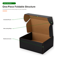 Boîte d'expédition en carton ondulé noir personnalisée, boîte pliante à 3 couches pour l'emballage du commerce électronique