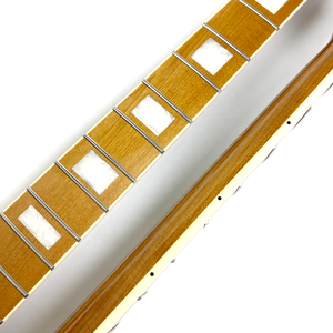 Manche de guitare TL en érable torréfié de 22 frettes, 9,5 pouces, 12 pouces, avec incrustation de blocs blancs nacrés et bordure blanche - Product Image 3