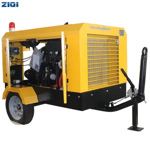 Best Selling Convenient Safe 185CFM Diesel Power Towable Portable 2 Wheels Compressors Screw Air With Durable Air System