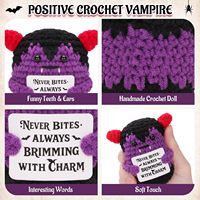 Poupée en peluche vampire d'Halloween, vampire mignon au crochet pour les décorations d'Halloween Party Favor Spooky Gift (Purple)
