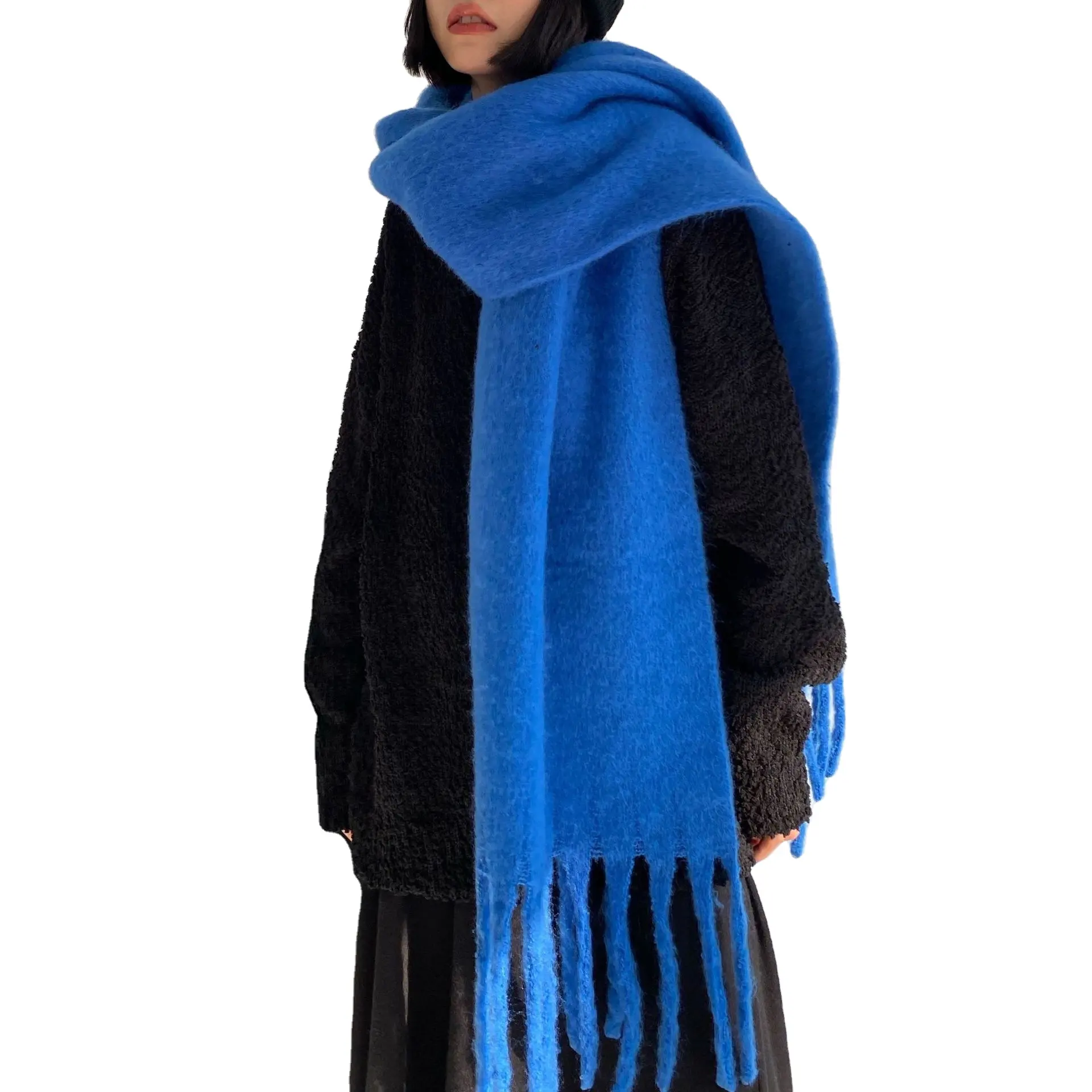 BSCI manifattura moda classica a quadri jacquard morbido caldo inverno scialli pashmina poliestere cashmere sciarpa per adulti