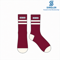 Chaussettes de sport rétro rayées pour le printemps - Impression numérique personnalisée du logo, mélange de spandex/polyester/coton, respirantes et à séchage rapide