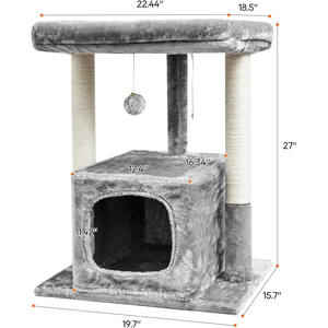 Classico eco-friendly in legno gatto albero al coperto gatti per adulti grande attività torre Scratching post condominio peluche trespolo da arrampicata - Product Image 2
