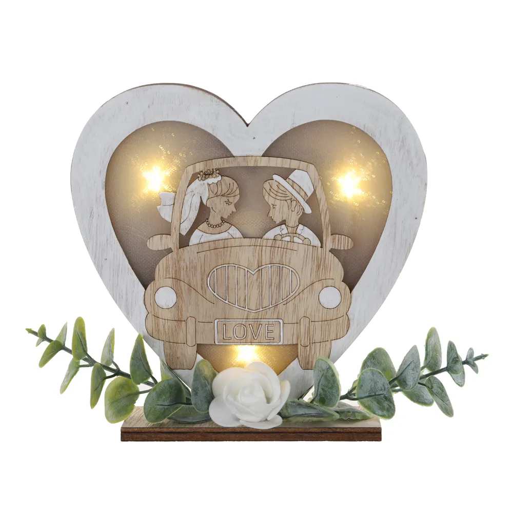 New Arrival Wedding Party Decoration Couple LED Light up Wooden Love Tabletop Decoration