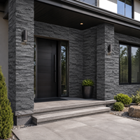 Revêtement mural extérieur UnionStone en pierre naturelle noire de haute qualité, moderne, durable et écologique, avec surface fendue