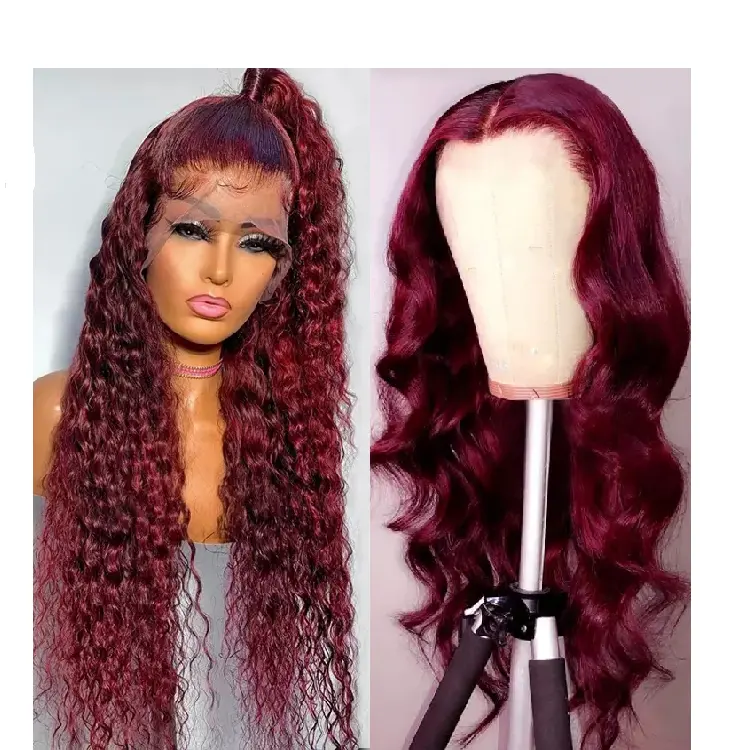 Real 100 Brazilian human hair wig 99j color body wave transparent HD 13x4 13x6 lace closure frontal wig