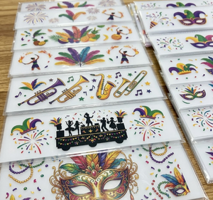 Autocollants Décalcomanies Adhésives Lavables Anti-UV à Paillettes pour Gobelets Métalliques et Verres DIY – Thème Carnaval de Rio Tendance - Product Image 2