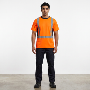 Chemises de sécurité pour hommes en gros, manches réfléchissantes haute visibilité, classe Hi-Vis, t-shirts de travail pour hommes - Product Image 1