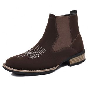 2025 New Arrival Chelsea Boots Embroidered Slip-on Boots Men's Suede Boots - Product Image 6