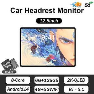 Moniteur d'appuie-tête de voiture 12,5 pouces 2K rotatif Incell Android 15, 8 cœurs, 6-128 Go, 4G WiFi, Multimédia pour siège arrière, Mirror Link, 5.0MP, Mondial - Product Image 1