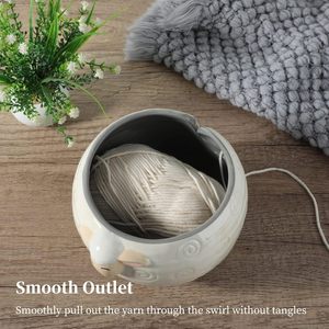 Grand bol à laine en céramique en forme de <span class=keywords><strong>mouton</strong></span> pour le crochet, support de fil à tricoter, outil artisanal fait main, travaux d'aiguille et décoration - Product Image 2