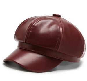 Casquette octogonale en PU, casquette Ivy, béret pour femme, vente en gros, qualité supérieure, classique, pas cher, réglable, en cuir, multicolore ou personnalisable - Product Image 3