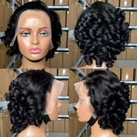 Perruque courte bouclée de style pixie avec dentelle frontale 13x4 pour femmes, noire, abordable, sans colle requise