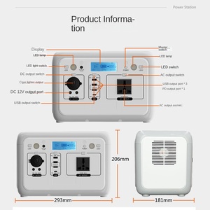 Portable 220V 500W High-<b>Power</b> Mobile <b>Power</b> Supply MPPT Solar Panel Flashlight Pure Sine Wave LiFePO4 <b>UPS</b> Inverter Solar Panel - Product Image 3