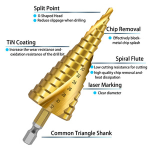 Image Metric <b>Step</b> <b>Drill</b> Bits Hex Shank TiCN Coated For Steel Drilling - Product Image 4