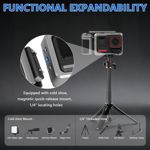 Professionnel pour <span class=keywords><strong>Go</strong></span> <span class=keywords><strong>Pro</strong></span> Camera Cage Rig, cadre en alliage d'aluminium CNC avec vis de 1/<span class=keywords><strong>4</strong></span> ", pour support de lumière de microphone de photographie vidéo - Product Image 5