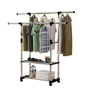 ราวตากผ้าสแตนเลสแบบตั้งพื้นสไตล์เกาหลี แบบสองเสา พร้อมล้อเลื่อน พับเก็บได้ สำหรับห้องนอน ระเบียง - Product Image 5