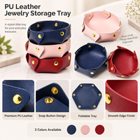 Boîte de rangement de bureau en cuir PU avec logo personnalisé pour clés, portefeuille, maquillage, plateau de rangement de bureau, plateau de table, table de chevet, décoratif