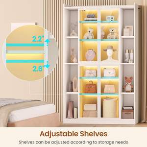 Librería Alta Portátil Moderna <span class=keywords><strong>con</strong></span> Vitrinas <span class=keywords><strong>de</strong></span> 64 Pulgadas, Estantes Ajustables y <span class=keywords><strong>Puertas</strong></span> <span class=keywords><strong>de</strong></span> Vidrio para Coleccionables - Product Image 5