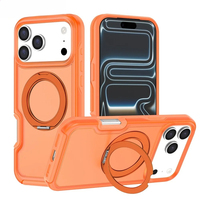 Casing Ponsel Transparan Berlapis Es dengan Bracket Putar 360 Derajat untuk iPhone 17 Pro Max Air 17Pro, Penyangga Magnetik Tak Terlihat, Anti Benturan