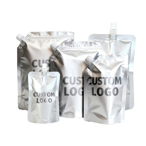 Bolsa de aluminio con boquilla lateral YSH al por mayor, 250ml, para bebidas, zumos y líquidos, con boquilla, plateada, tipo stand-up - Product Image 1