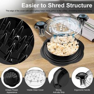 Upgraded <b>Meat</b> Shredder with Transparent Lid New Arrival Chicken Breast Shredder with Detachable Plate - Product Image 5