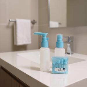 Juego de Botellas de Viaje Azules de 50 ml para Artículos de Aseo, para Uso en el Baño - Product Image 2