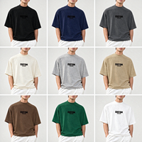 T-shirt personnalisé pour homme, coupe oversize, manches courtes, effet délavé vintage, couleur unie, style décontracté streetwear, col montant
