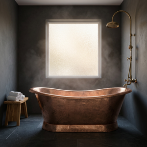 Baignoire autoportante ovale en cuivre avec ensemble de douche en laiton, style vintage, pour salle de bain et spa, pour la maison et l'hôtel - Indian Home Crafts - Product Image 4