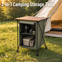 Table de rangement pliable portable en alliage d'aluminium et tissu Oxford multi-compartiments pour pique-nique, barbecue, voyage et famille en extérieur