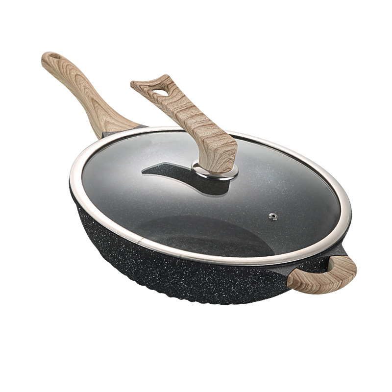 Maifan каменная вок антипригарная вок ручка из зернистой древесины литье под давлением индукционная плита универсальная вок прямые продажи с завода на границе